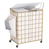 DXIGUSO Laundry Basket with Wheels, Heavy Duty Laundry Sorter 2