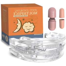 Snoring splint, snoring stopper (with earplugs), anti-snoring splint, snoring-free pro, snoring splint for men and women, anti-snoring mouthpiece (transparent with ear plugs)