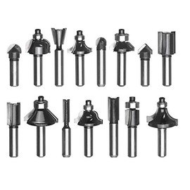 Original Einhell 15-Piece Milling Cutter Set (Suitable for Electric Routers, 15 Pieces, 8 mm Shank Diameter, in Wooden Case)