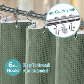 Vipfree 3 in 1 Shower Curtain Set, Waffle Shower Curtain and Liner Set with 6 Double Sided Shower Curtain Hooks, 258GSM Luxury Weighted Cloth Shower Curtains for Bathroom, 36 W x 72 H, Sage Green