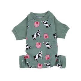 Leveret Dog Pajamas 100% Cotton Cow Green Medium