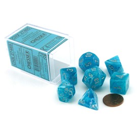 Polyhedral 7-Die Cirrus Dice Set - Aqua with Silver