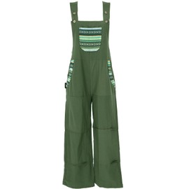 GURU SHOP Women's Ethnic Style Oversized Cotton Overalls, olive green