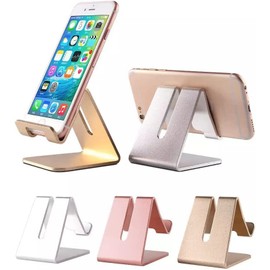 Htppzjr Gold Aluminium Alloy Cell Phone Stand, Cell Phone Stand Holder Aluminum Desktop Solid Universal Desk Stand Aluminum Desktop Stand for All Mobile Smart Phone Office Decor