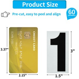 60 Pcs 3 Inch Reflective Mailbox Numbers, Self Adhesive Number Stickers, Waterproof Mailbox Numbers for Outside, Address Number, Numbers for Address on House, Home, Trash Can, Door, Sign