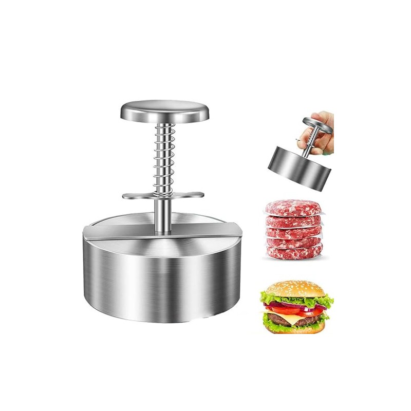 Carjuvel Hamburger Press，Heavy Duty Stainless Steel Burger Press - 4.5"