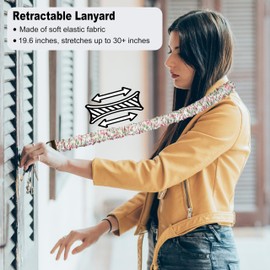 Lanyardio Stretchy Scrunchie Lanyard for ID Badges Keys, Cute Teacher Lanyard for Women with 2 Card Holders 19.6 Inch