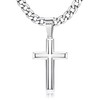 Besteel 925 Sterling Silver Cross Necklace for Men Women 5mm