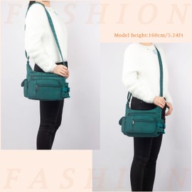 RFID Anti Thief Crossbody Bag for Women Waterproof Shoulder Bag Messenger Bag Casual Nylon Purse Handbag (Lake Blue)