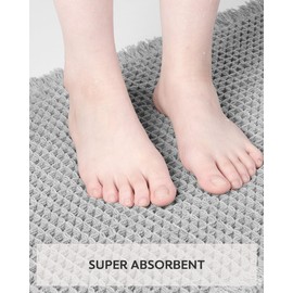 Waffle Bath Mat-Runner Rug, Super Absorbent Non Slip Bath Mats for Bathroom Machine Washable Long Rugs with Tassels, Bath Rugs for Bathroom Floor Beside Tub, 2' x 6'