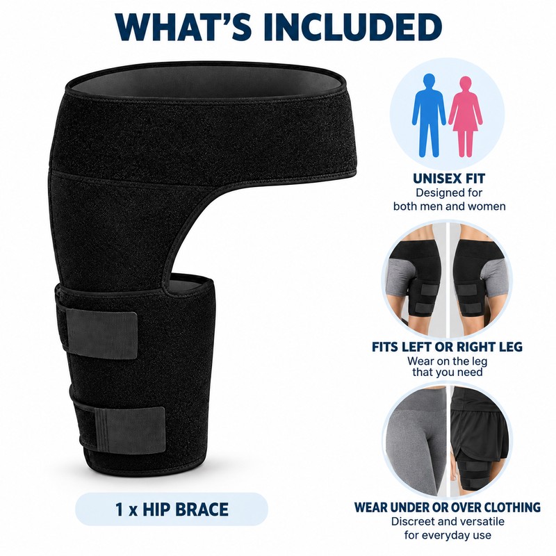 Adjustable Hip Brace Thigh Compression Wrap, Groin and Hamstring Support,