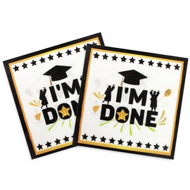 Ipalmay I’m Done Paper Napkins - 40pcs Disposable Graduation Party Napkins, Luncheon Dinner Napkins 6.5x6.5in for Middle School High School College Graduation Celebration Events