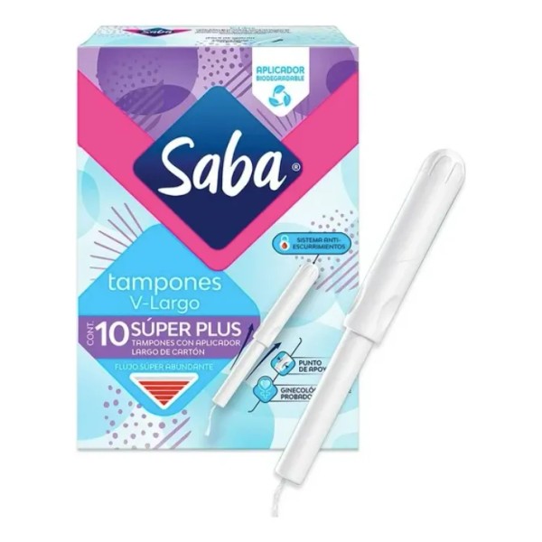 Tampones Saba V-largo Flujo Súper Abundante 6 Paq Con 10