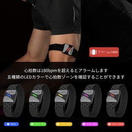 COOSPO HW807 Heart Rate Monitor Armband Heart Rate Sensor Optical Heart Rate Monitor Bluetooth & ANT+ Support IP67 Waterproof Heart Rate Zone LED Indicator Light for Strava Zwift Wahoo