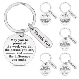 FdcLixuvol 6 Pcs Employee Coworker Staff Appreciation Gifts Keychain, Thank You Gifts for Women Keychain Stainless Steel Key Charm for Teacher, Men, Team, Retirement