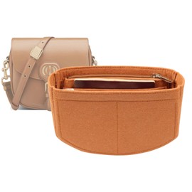 Lckaey Felt Insert Purse Organizer for saddle bag bobby liner bag handbag storage bag2045Caramel -M
