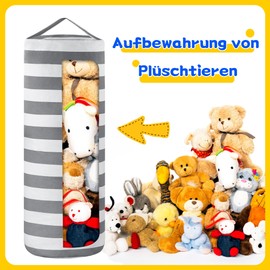 LAHAQIQI Stuffed Animal Storage Bean Bag Cover for Kids Plush Toys Organizer Bags for Boys and Girls A Full-length Zipper Cylinder Room Furniture Decor - Organize, Sit, Play & Box