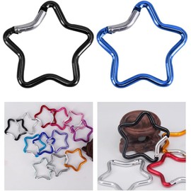 Star Carabiner, Star Shaped Climbing Buckle, Aluminum Alloy Heavy Duty Keyring Hook for Camping Fishing Hiking Traveling Aluminum Key Chain Clip Accessories (Silver)