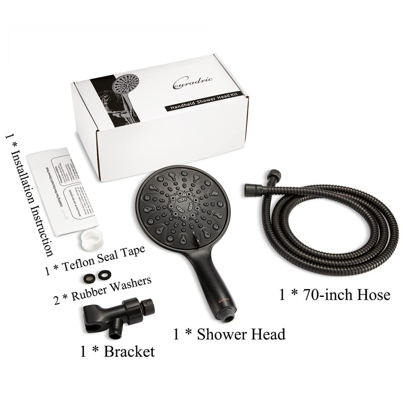 Couradric Handheld Shower Head, 6" Oil-Rubbed Bronze Face 6 Spray