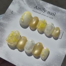  Lemon [Handmade Nail Tip] Emily Nail - Almond /  레몬 [수제네일팁] 에밀리네일 - 아몬드
