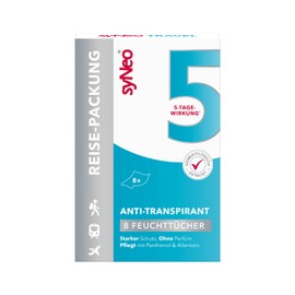 syNeo 5 Antitranspirant Deo Tücher für Damen und Herren, Anti Schweiß Deotücher gegen starkes Schwitzen, Anti Transpirant Antiperspirant, 1er Pack (8 x 2,5 ml)