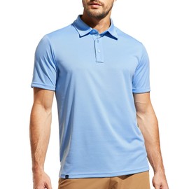 Haimont Mens Polo Shirts Short Sleeve Dry Fit Collared Golf Tshirts, Polyester Performance Polos, Sky Blue, 3XL