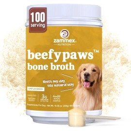 Zammex Beefypaws Bone Broth 10.58 oz Unflavored Protein Powder Dogs Beefy Paws