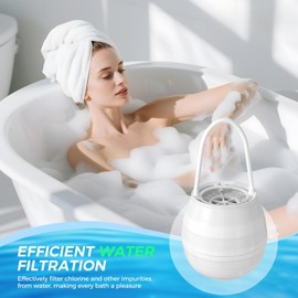 Bath Filter for Tub Faucet, 10-Stage Bathtub Water Filter, Removes Chlorine and Contaminants, Makes Skin & Hair Softer, Smoother - 5000 Gallons of Filtration, BPA Free