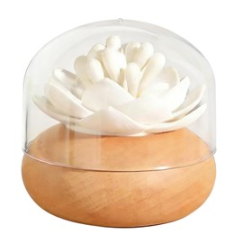 Q Tip Holder Cotton Swab Holder Q Tips Holder Toothpick Holder Dispenser, Black and White Bathroom Accessories 3D Wooden Lotus Flower Cotton Swabs Holder Restroom Sink Black Decor and Accessories