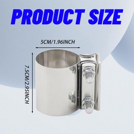 PACLVIO Exhaust Clamp, Exhaust Pipe Clamp, 2.0'' Butt Joint Stainless Steel Clamp Band, Universal Car Accessories Widening Clamp Butt Joint Exhaust Clamp Replacement for Exhaust Pipe (2 inch)