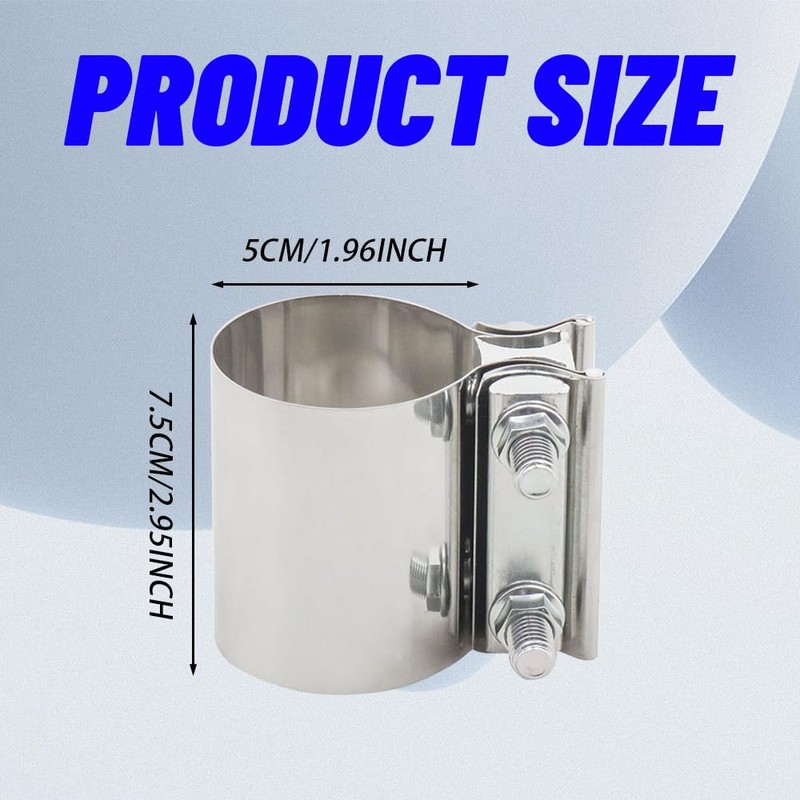 PACLVIO Exhaust Clamp, Exhaust Pipe Clamp, 2.0'' Butt Joint Stainless