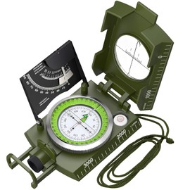 Proster Militär Marschkompass Professioneller Taschenkompass Peilkompass Kompass Compass mit Klinometer Tragschlaufe Tasche für Jagd Wandern und Aktivitäten im Freien