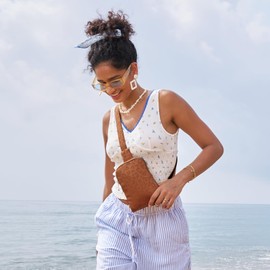 Haytijoe Trave Small Sling Bag Fanny Packs Purse Nylon Crossbody Bags for Women (Nylon Leopard Brown)