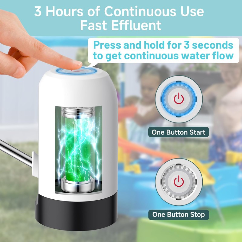 Continuous Pump for Water Table, Flycoco Water Table Pump Rechargeable
