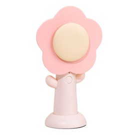 Mini Handheld Fan Cute Flower Shape Strong Wind USB Rechargeable Small Desk Fan for Home Office Travel Pink