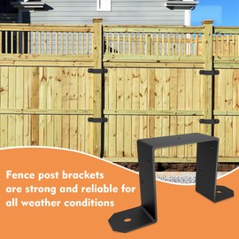 Kujunpao 8 Pcs 4" x 4" Strap Post Ties, 14 Gauge Thickness 2mm Deck Fence Post Tie Bracket for 4x4 Post Black Brackets for Wood
