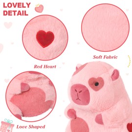 shownicer Plush Toy Capybara Cuddly Toy Stuffed Toy Kawaii Capybara Plush Cushion Toy Gift for Valentine's Day Girlfriend Girls Children 3+ Years (Pink, 28 cm)