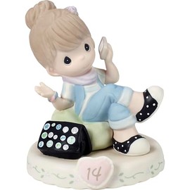 Precious Moments Growing in Grace Age 14 Collectible Porcelain Figurine, Brunette Girl - Ideal Keepsake for Birthdays, Anniversaries, and Special Occasions