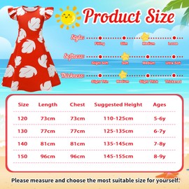 UxClishe Red Leaf Hawaiian Dress Costume Set for Girls, Hawaiian Fancy Dress Outfit with Skirt Flower Headband for Party Supplies (140cm)