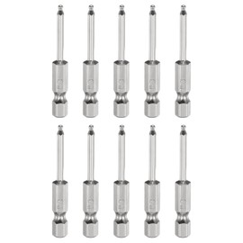 HARFINGTON 10pcs Ball End Hex Screwdriver Bit H2 (2mm) Head 1/4" Hex Shank 50mm (2") Long Magnetic S2 Steel Metric Screw Driver Drill Bit Wrench Socket Power Tool