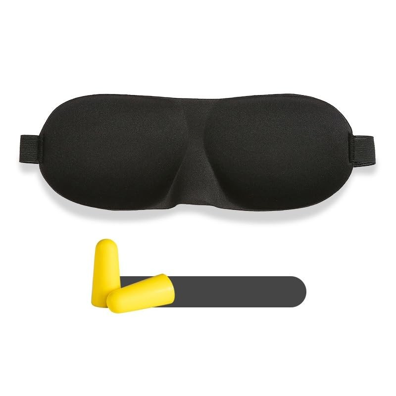 Block Out Blindfold Sleep Mask Includes noise cancelling earplugs (Black,