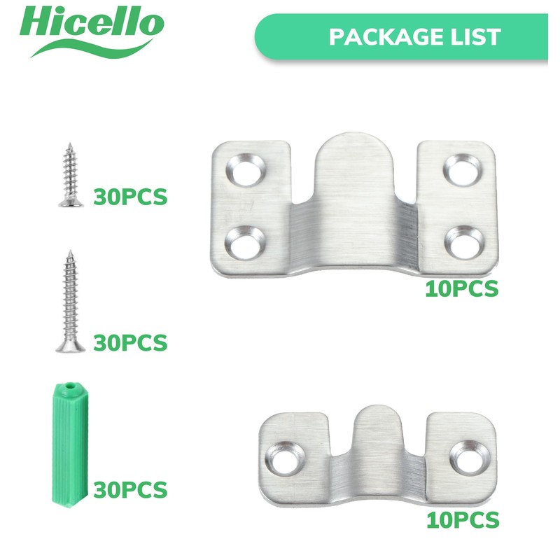 Hicello 20 Pieces Flush Concealed Brackets, Interlocking Stainless Steel Hanging