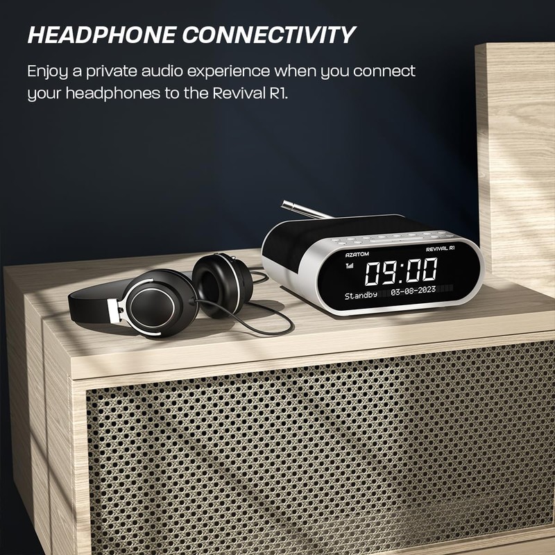 AZATOM Revival DAB+ DAB Digital FM Radio, Dual Alarm Clock,