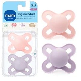 MAM Start - Chupetes para recién nacidos (2 unidades, 1 funda esterilizadora), chupetes recién nacidos, el mejor chupete para bebés amamantados, funda para chupete de bebé esterilizante