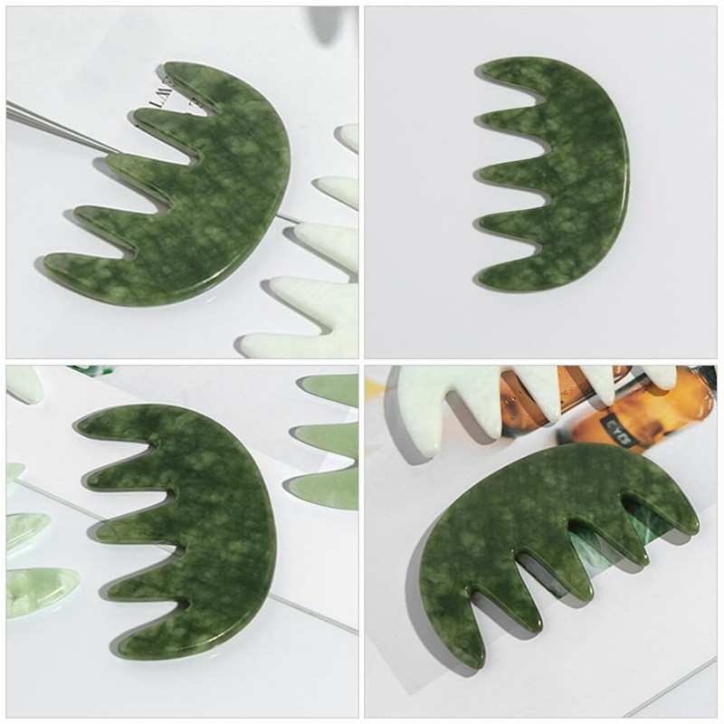 Healeved Scalp Massager Creative Wide Tooth Comb Gua Sha Jade