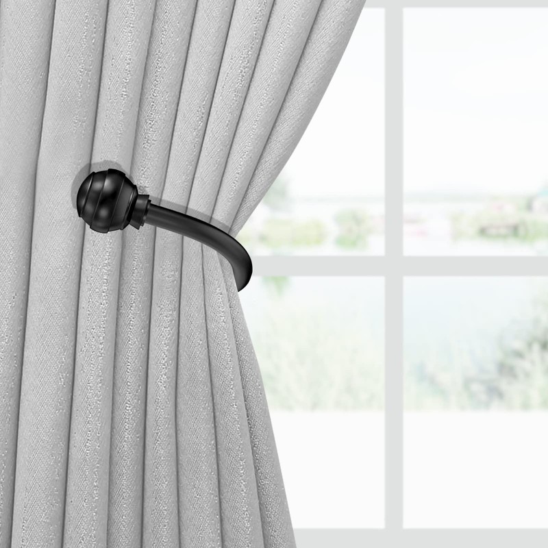 Hion Curtain Holdbacks Black 2pcs, Curtain Tiebacks Wall Mounted Curtain