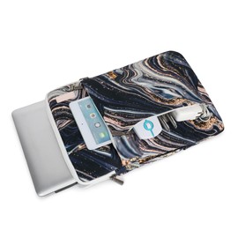 SANFAN 360° Protective 3 Pockets Laptop Sleeve Case Bag with Handle for MacBook Air 15 inch,MacBook Pro 16 inch and 15.6 inch Screen Laptop (Black Marble)