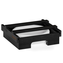 SpaceAid 9-inch Paper Plate Dispenser, Under Cabinet Bamboo Plates Holder, Kitchen Counter Vertical Plate Dipensers Holders Countertop Caddy (for 9 inches Plates, Black)