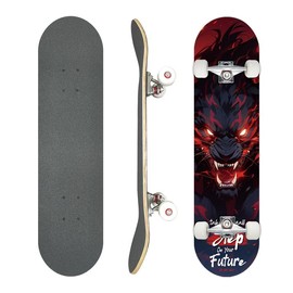 Professional Double Kick Skateboard, 31 inch Maple Deck, ABEC-9 Bearings, 95A PU Wheels, Custom Graphic Design (Elfin(T-Tool Included​), 31in)