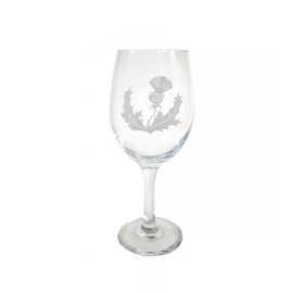 Lyoncraft Scottish Thistle Etched 18 oz Wine Glass - Free Personalizatio